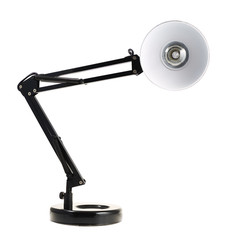Black reading table lamp isolated