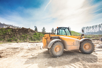 Fork lift in a construction site