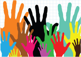Fototapeta premium Background colorful silhouette hands design