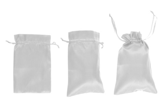 White Drawstring Bag Packaging Isolated