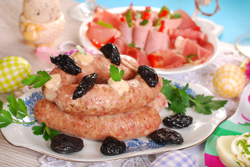 white sausage with prunes for easter