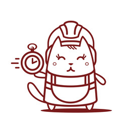 Character builder in helmet and working clothes line art