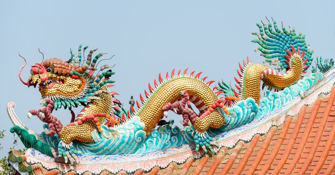 Chinese dragon on a temple's roof