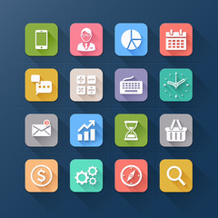 Business flat icons. Vector illustration