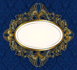 Blue ornament background with oval frame
