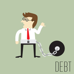 Businessman with debt bondage, Vector illustration