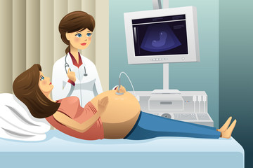 Pregnant woman getting an ultrasound