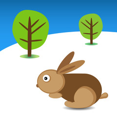 Easter rabbit and trees in the background