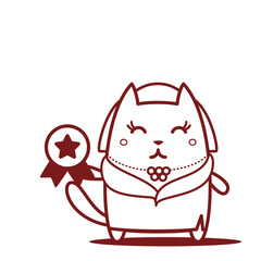 Character rich lady in a fur coat and a necklace line art