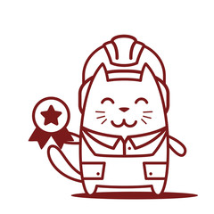 Character builder in helmet and coveralls line art