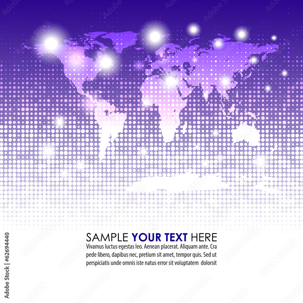 Poster Abstract halftone background with world map