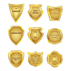 Set of golden vintagel design elements on white background.