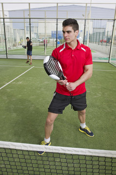 Paddle tnnis player redy for match