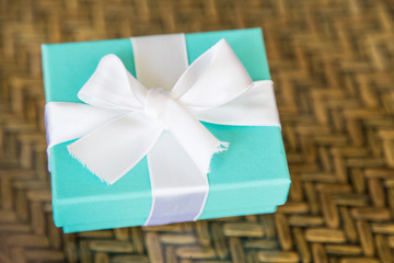 Blue gift box and bow