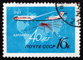 Postage stamp Russia 1963 Passenger Airplane