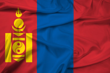 Waving Mongolia Flag