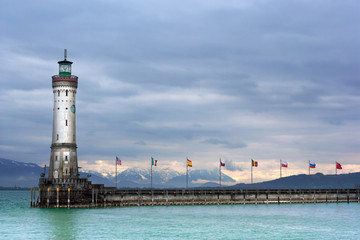 Lighthouse of Lindau at Lake Constance (Bodensee), Germany