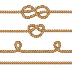 Set of ropes with knots.