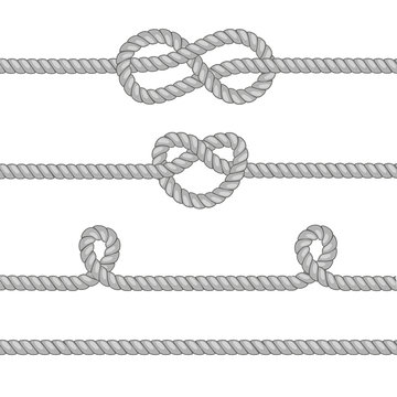 Set of ropes with knots.