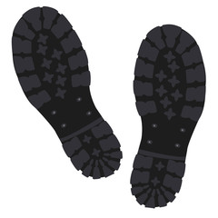 Soldiers  military boots  traces on a white background
