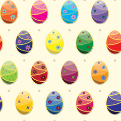 Seamless Easter pattern with different colours eggs