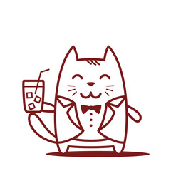 Character groom in a wedding suit line art