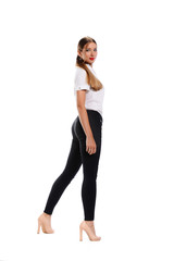 Fototapeta premium Girl on background isolation