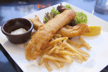 Fish and Chips with Tartar Sauce