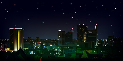 Fototapeta premium abstract background with city and sunrise