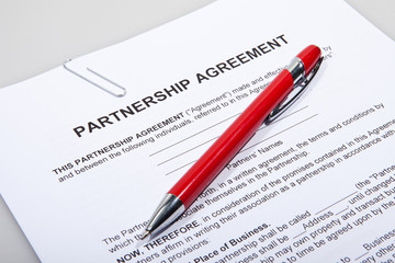 Partnership agreement forms with pen