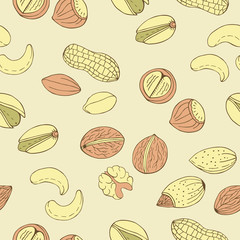 Fototapeta na wymiar colorful nuts seamless pattern