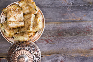 Portions of borek pastry served on a plate