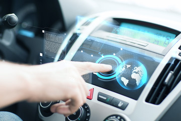 man using car control panel