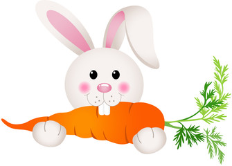 Fototapeta na wymiar Bunny Eating Carrot