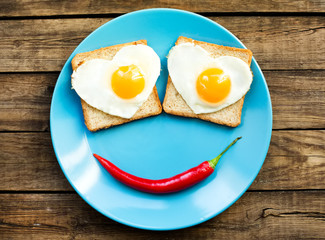 Funny fried eggs for the brakfast