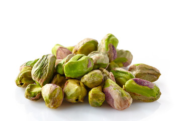 pistachios on a white background