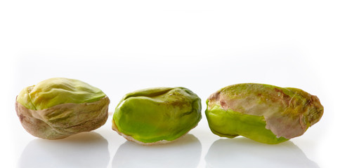 pistachios on a white background