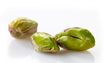 pistachios on a white background