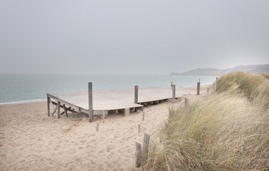 Jetty white sand beach Brittany