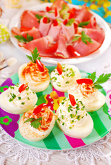 stuffed eggs with cheese and mayonnaise for easter