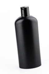 black plastic bottle lotion isolated white background
