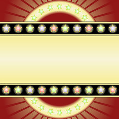 yellow background with neon and stars