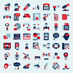 Retro flat communication icons set
