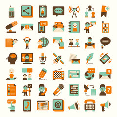 Retro flat communication icons set