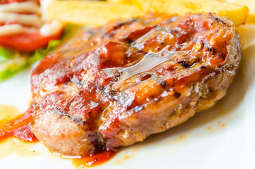 Barbecue grilled pork steak