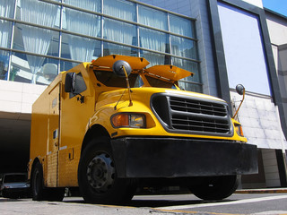 Yellow armored truck