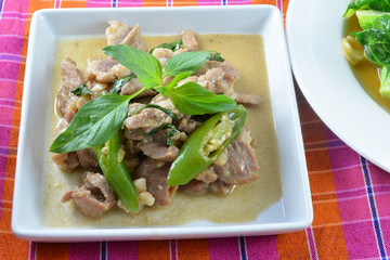 Basil fried pork. Thai food.