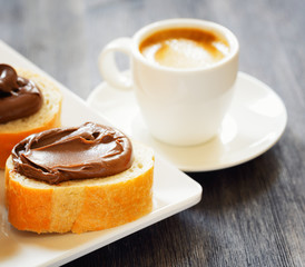 Toasts with chocolate spread
