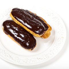 Delicious homemade eclairs with a chocolate