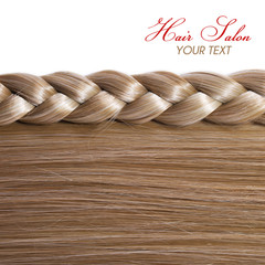 Blonde Straight Hair and Braid or Plait isolated